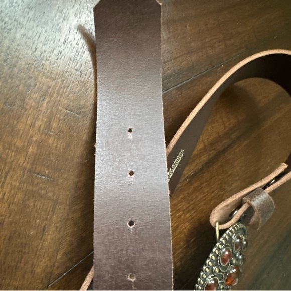 Women\'s Belt - BROWN Leather - ORANGE STONES BUCKLE‎ - Size 90/36